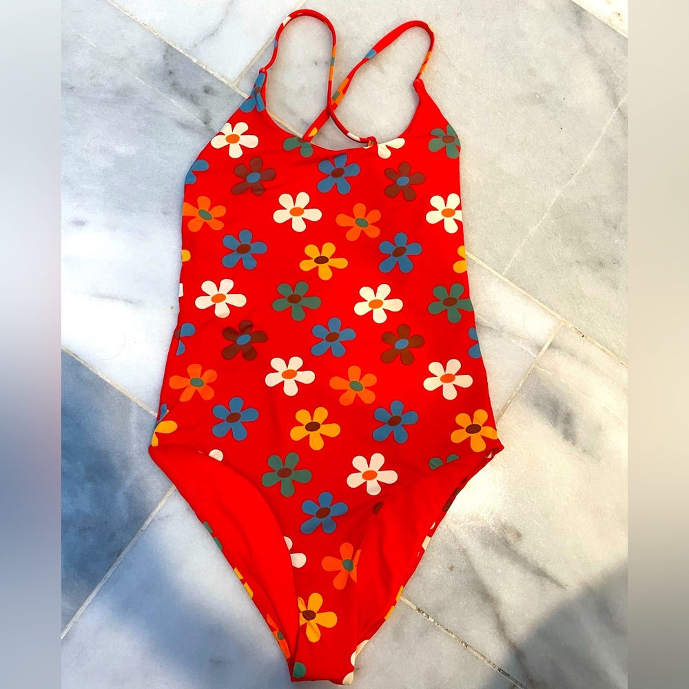 Marine layer swimsuit one piece women groovy flowers
